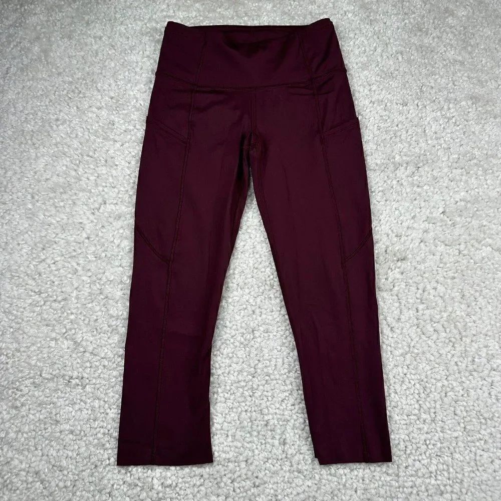 Lululemon Fast & Free Crop Cassis Red Maroon - Picture 2 of 15